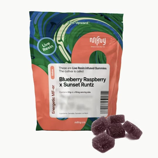 MFNY - Blueberry Raspberry x Sunset Runtz Live Resin Gummies | 100mg 10pk - 1