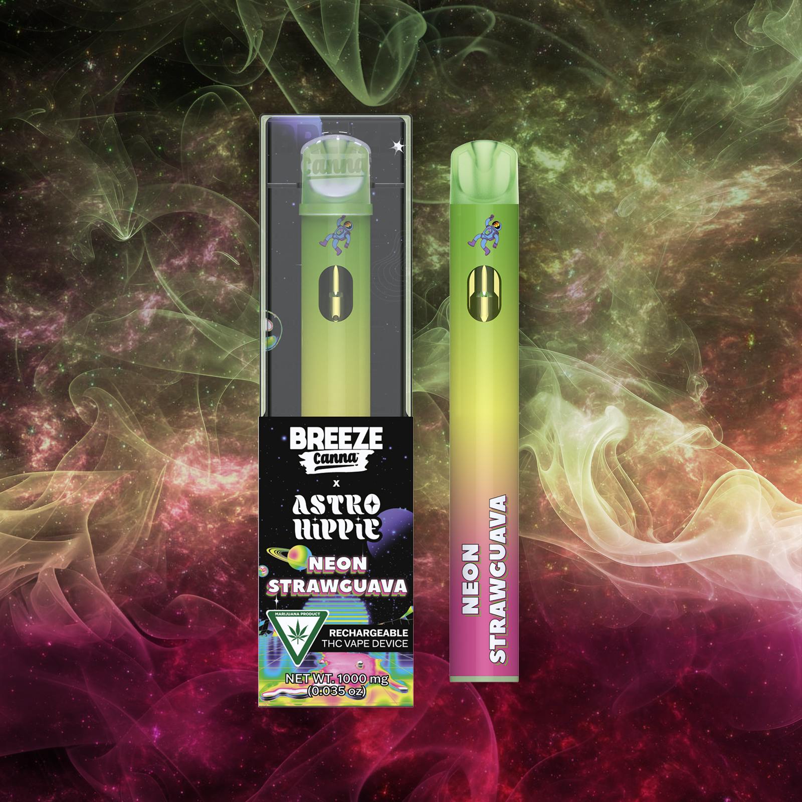 Breeze Canna - Neon Strawguava X Astro Hippie x Collab 1g PLUS Vape Device — BREEZE Canna - 1