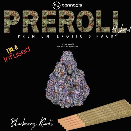 Nu Cannabis Brand - NuCannabis - Blueberry Runtz 5 pack - PRE ROLL INFUSED - 1