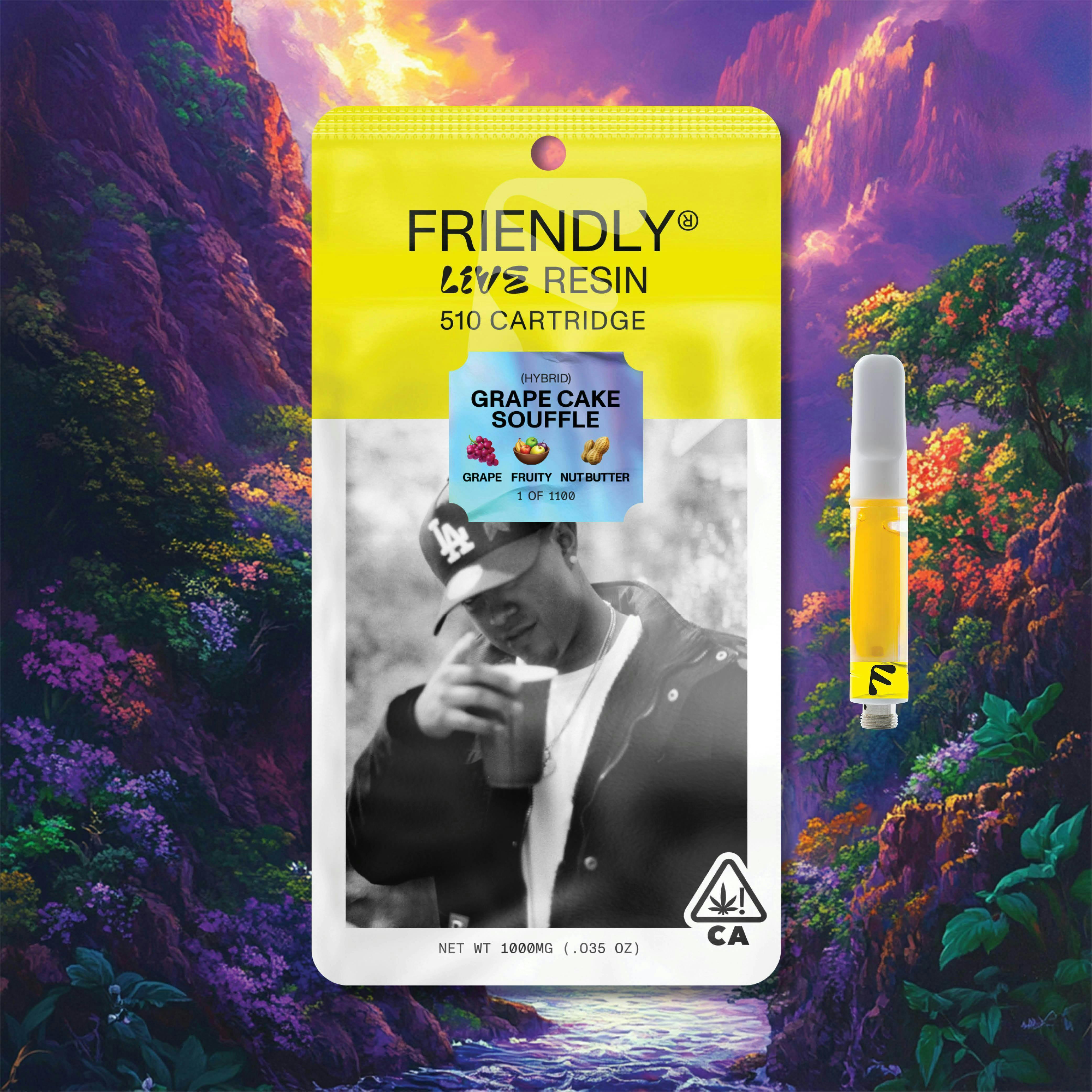 Friendly Brand - Friendly Brand | Grape Cake Souffle | Live Resin Cartridge | 1g - 1