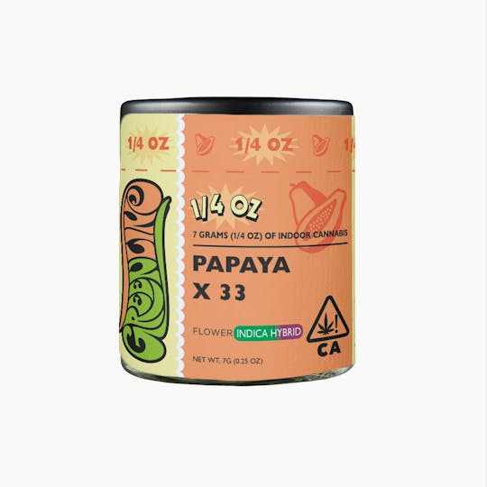 Greenline - Papaya X 33 - 1/4 oz - Indoor - Indica Hybrid - 7g - 1