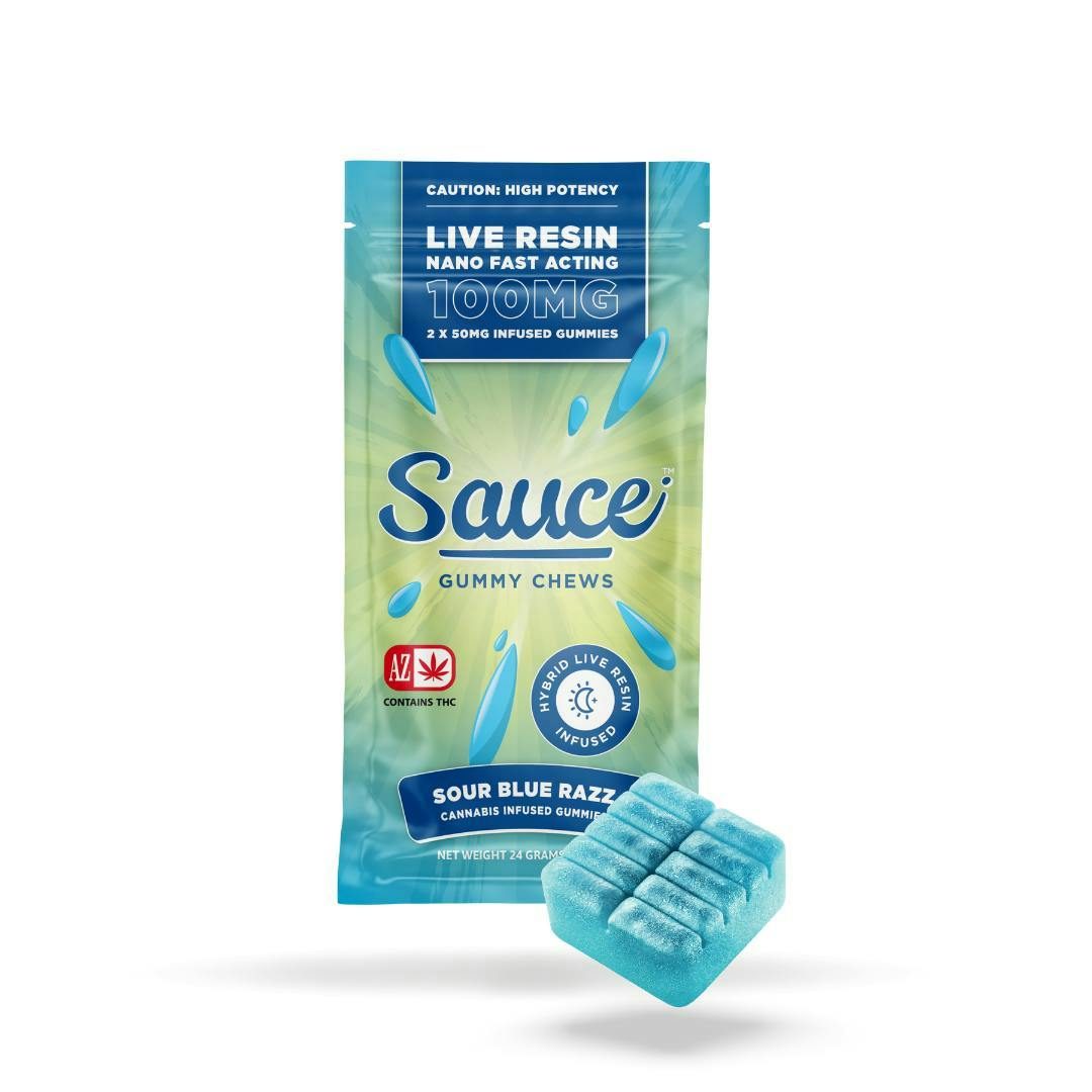 Sauce. - Sauce | Gummy Chews | Sour Blue Razz | Live Resin Gummies | 100mg - 1