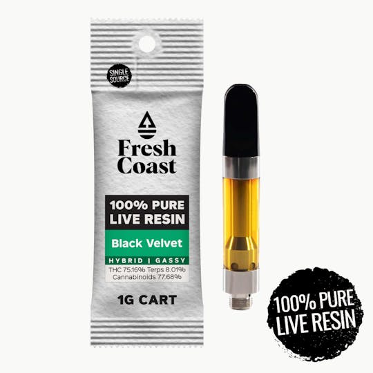 Fresh Coast - Black Velvet | 100% Pure Live Resin 1G Cart | Hybrid - 1