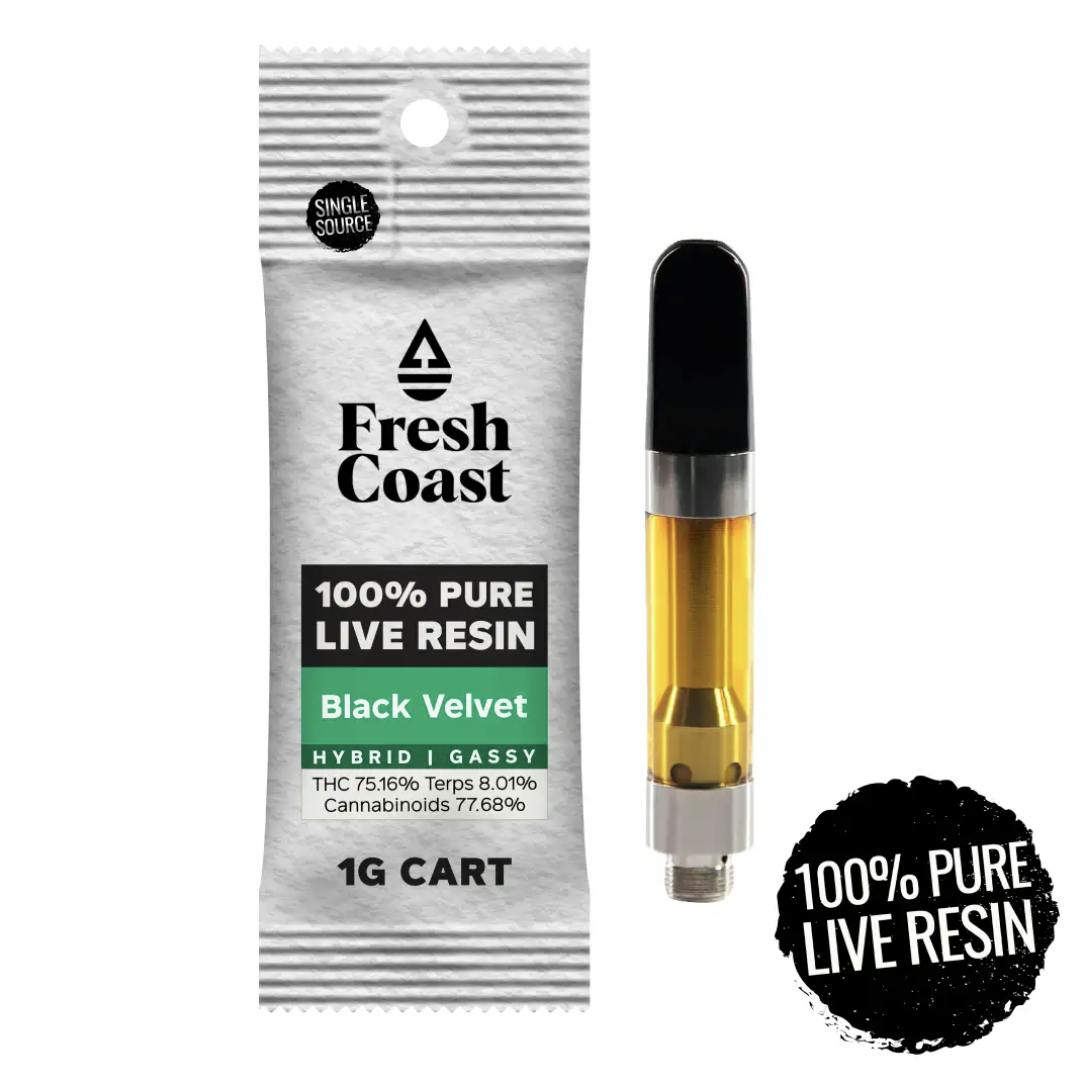 Fresh Coast - Black Velvet | 100% Pure Live Resin 1G Cart | Hybrid - 1