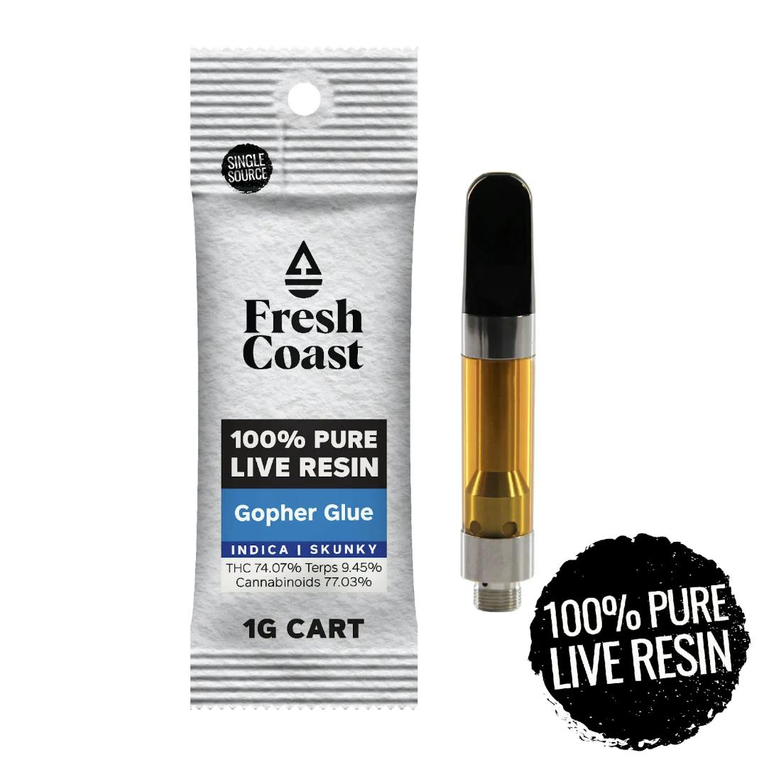Fresh Coast - Gopher Glue | 100% Pure Live Resin 1G Cart | Hybrid - 1