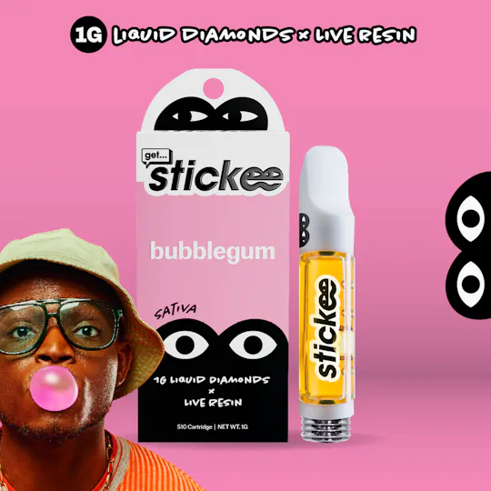 Stickee - STICKEE | Bubblegum | 1G | Liquid Diamonds + Live Resin 510 Vape Cart - 1