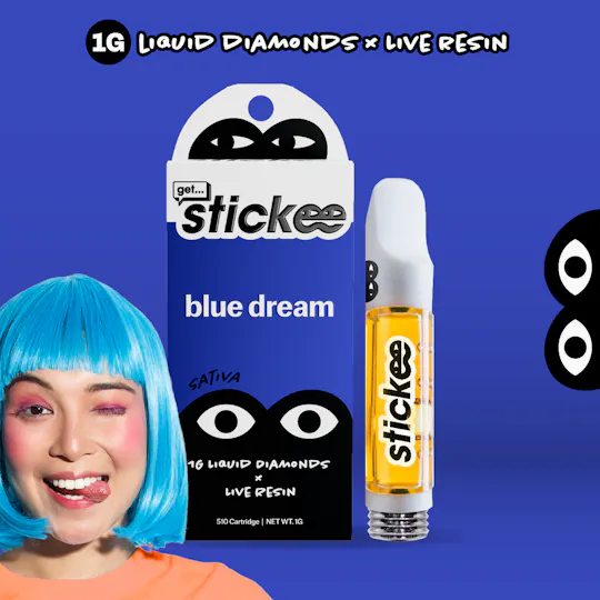 Stickee - STICKEE | Blue Dream | 1G | Liquid Diamonds + Live Resin 510 Vape Cart - 1