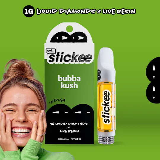 Stickee - STICKEE | Bubba Kush | 1G | Liquid Diamonds + Live Resin 510 Vape Cart - 1