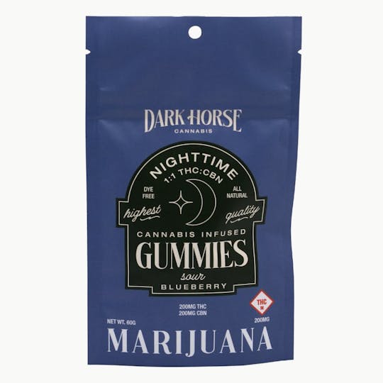 Dark Horse Cannabis - Sour Blueberry | 200mg 1:1 THC:CBN Gummies - 1