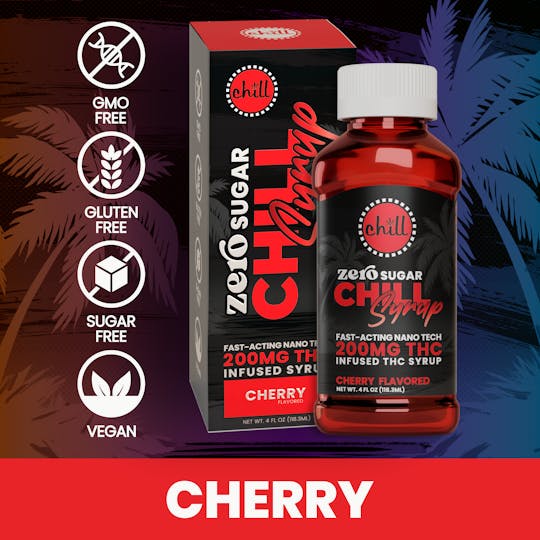 Chill Medicated - Cherry | ZERO Sugar 200mg THC Syrup | Chill Medicated | MED - 1