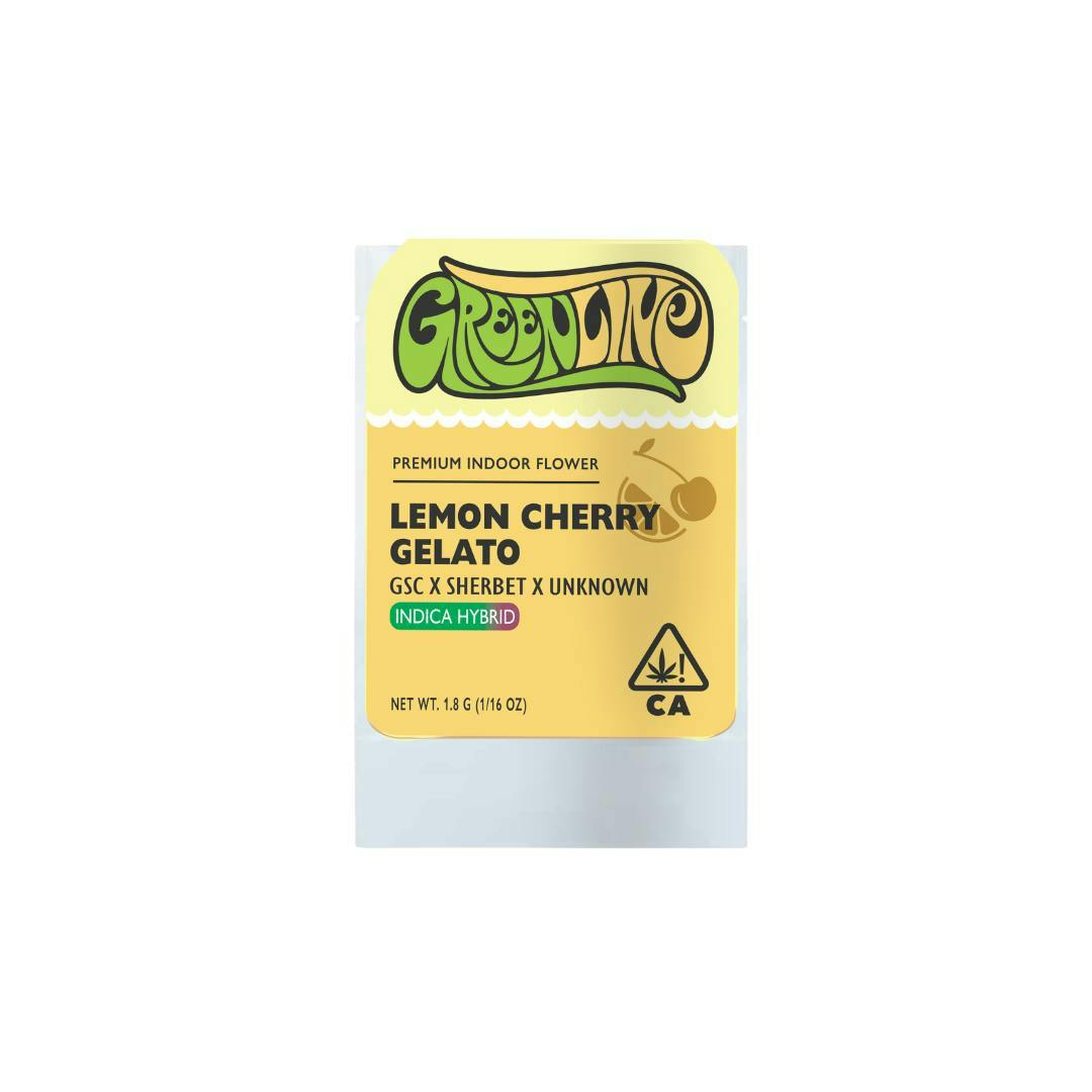 Greenline - Lemon Cherry Gelato - 1/16 oz - Indoor - Indica Hybrid - 1.8g - 1