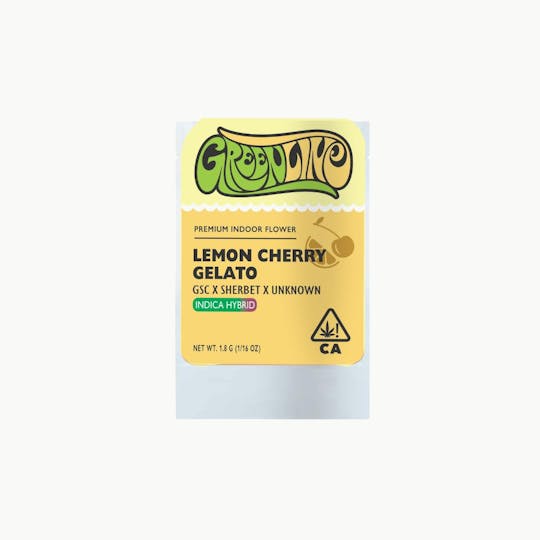 Greenline - Lemon Cherry Gelato - 1/16 oz - Indoor - Indica Hybrid - 1.8g - 1
