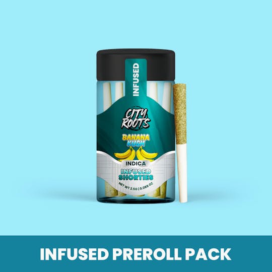 City Roots - Banana Kush (Indica) 5pk Infused Shorties Prerolls 2.5g - 1
