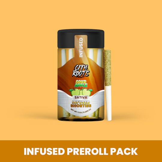 City Roots - Sour Apple (Sativa) 5pk Infused Shorties Prerolls 2.5g - 1