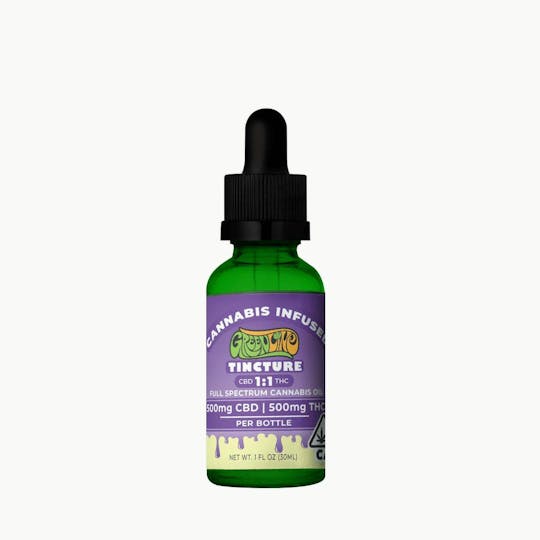 Greenline - RELAX Tincture | 1:1 CBD:THC (500mg) | MCT Oil + Full-Spectrum RSO - 1