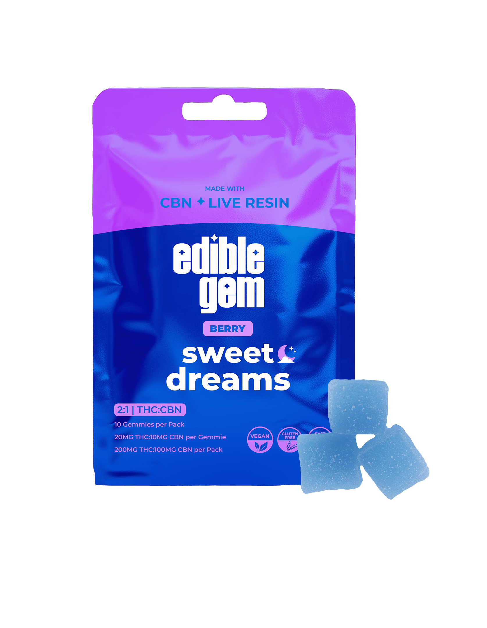 Edible Gem - Edible Gem | Sweet Dreams 2:1 CBN | Live Resin Gummies | Berry - 1