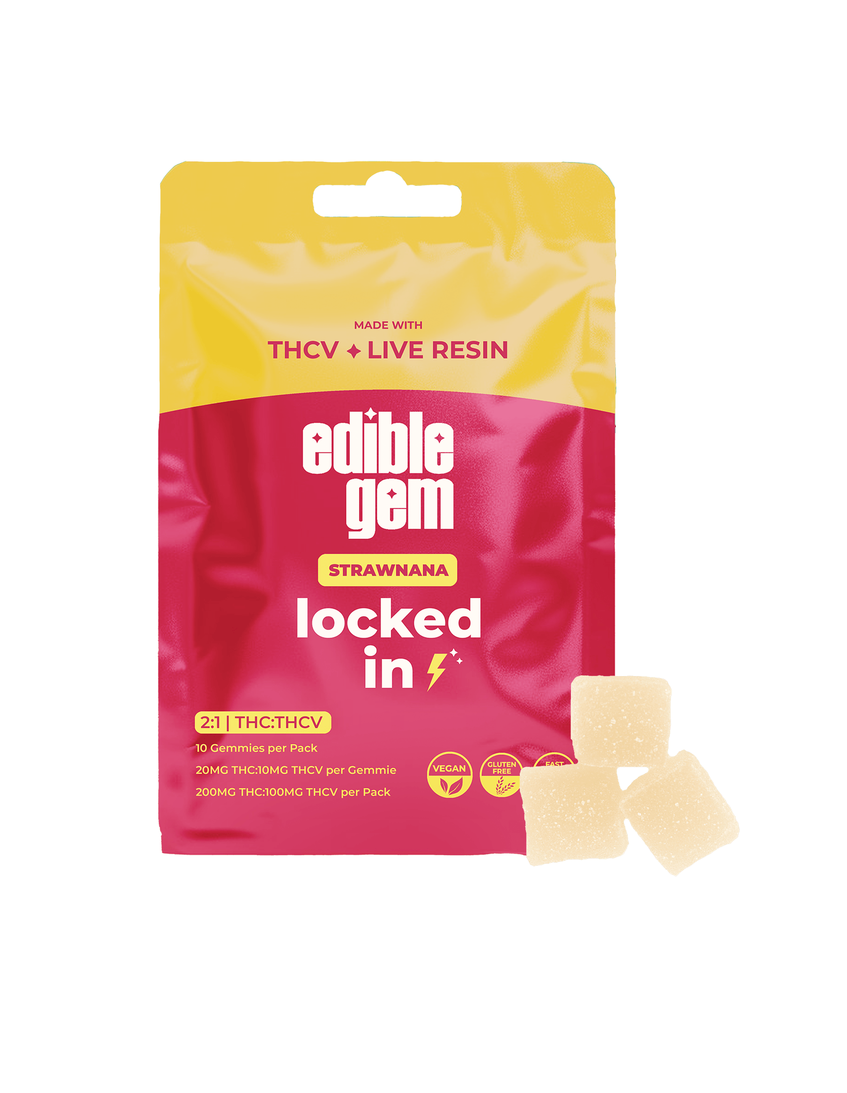 Edible Gem - Edible Gem | Locked In 2:1 THCV | Live Resin Gummies | Strawnana - 1