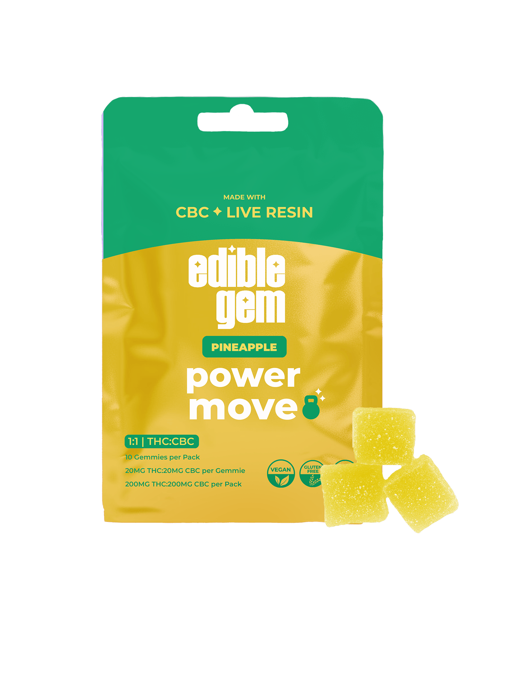 Edible Gem - Edible Gem | Power Move 1:1 CBC | Live Resin Gummies | Pineapple - 1