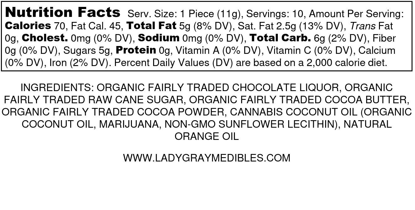 Lady Gray Gourmet Medibles - Lady Gray - Medibles - Orange Chocolate Bar - 1