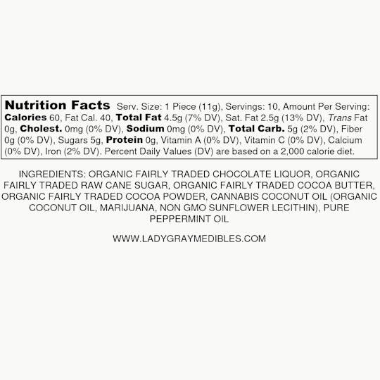 Lady Gray Gourmet Medibles - Lady Gray - Medibles - Mint Chocolate Bar - 1