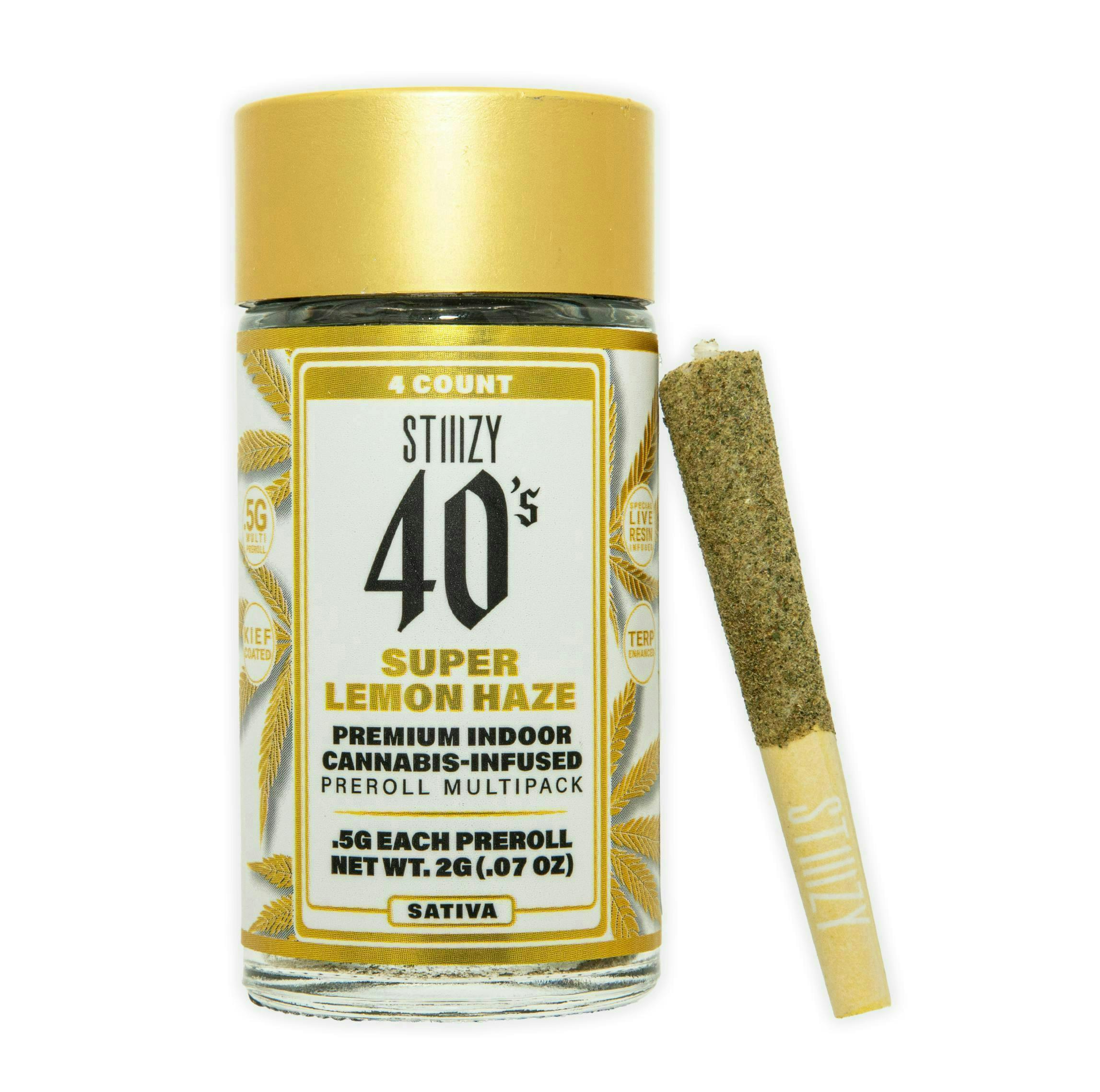 STIIIZY - - SUPER LEMON HAZE - .5G 40's Infused Preroll 4 Pack [2g] - 1