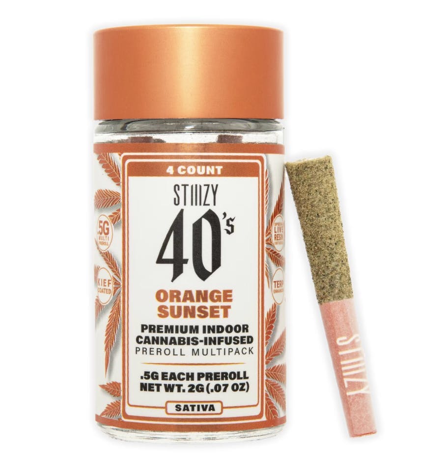 STIIIZY - - ORANGE SUNSET - .5G 40's Infused Preroll 4 Pack [2g] - 1