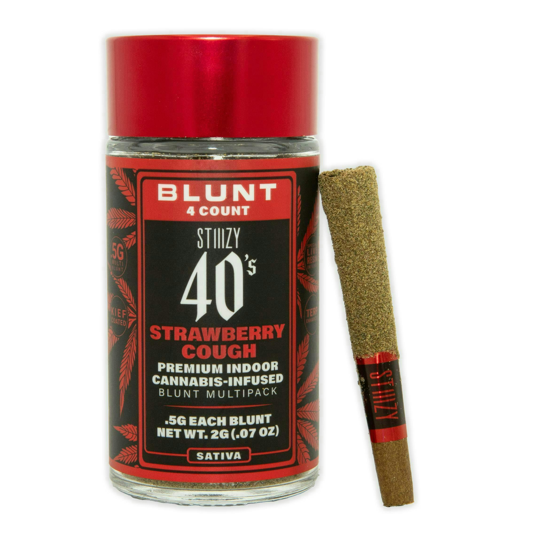 STIIIZY - - STRAWBERRY COUGH - .5G 40's Infused Mini Blunt 4 Pack [2g] - 1