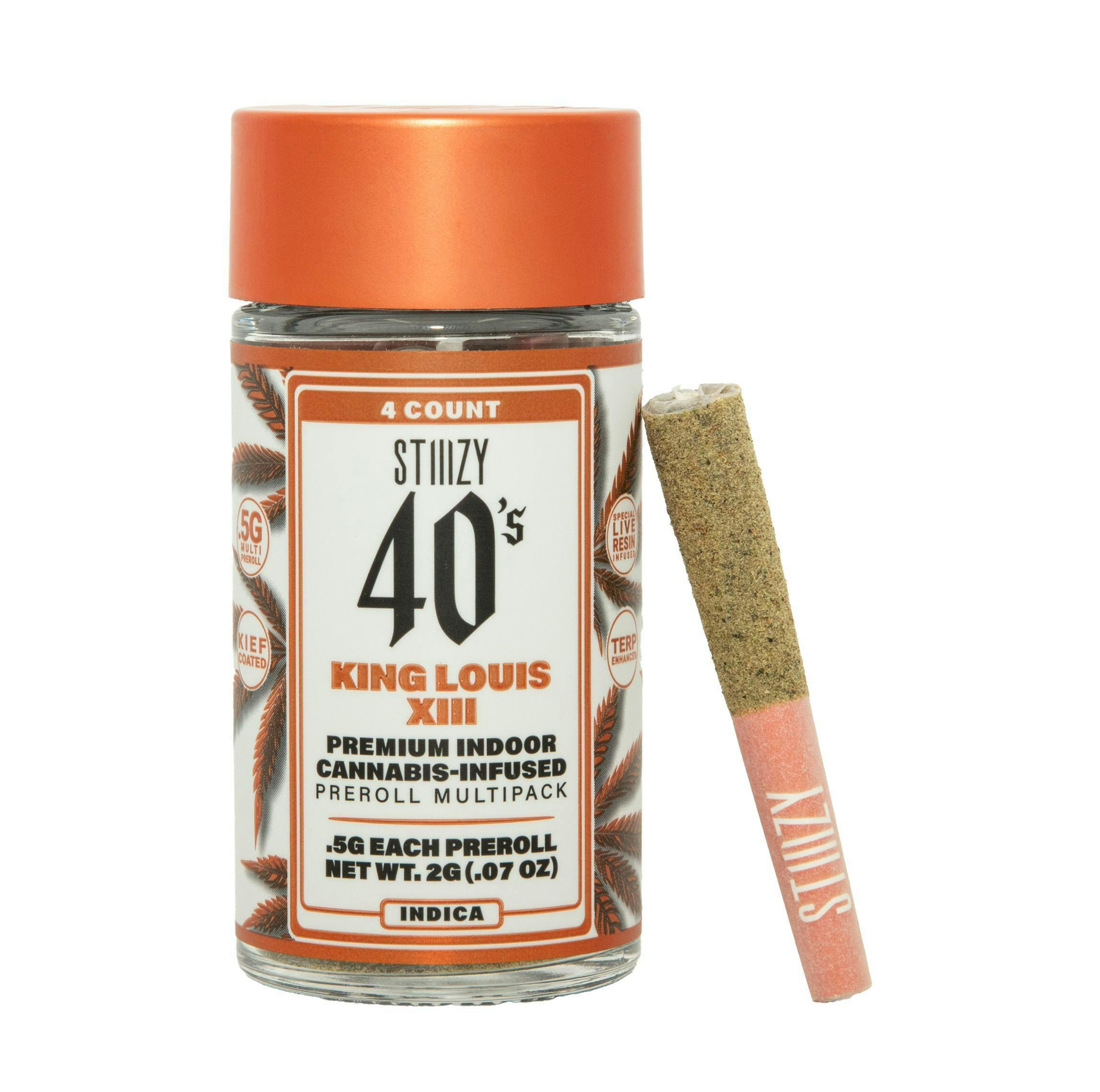STIIIZY - - KING LOUIS XIII - .5G 40's Infused Preroll 4 Pack [2g] - 1