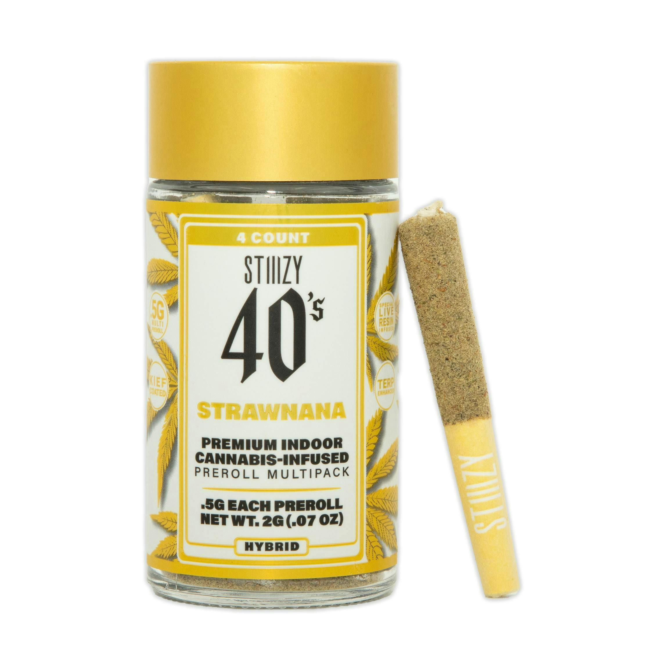 STIIIZY - - STRAWNANA - .5G 40's Infused Preroll 4 Pack [2g] - 1