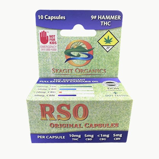 Skagit Organics - Capsules RSO Original | 9# Hammer | Indica | 10 Pack - 1