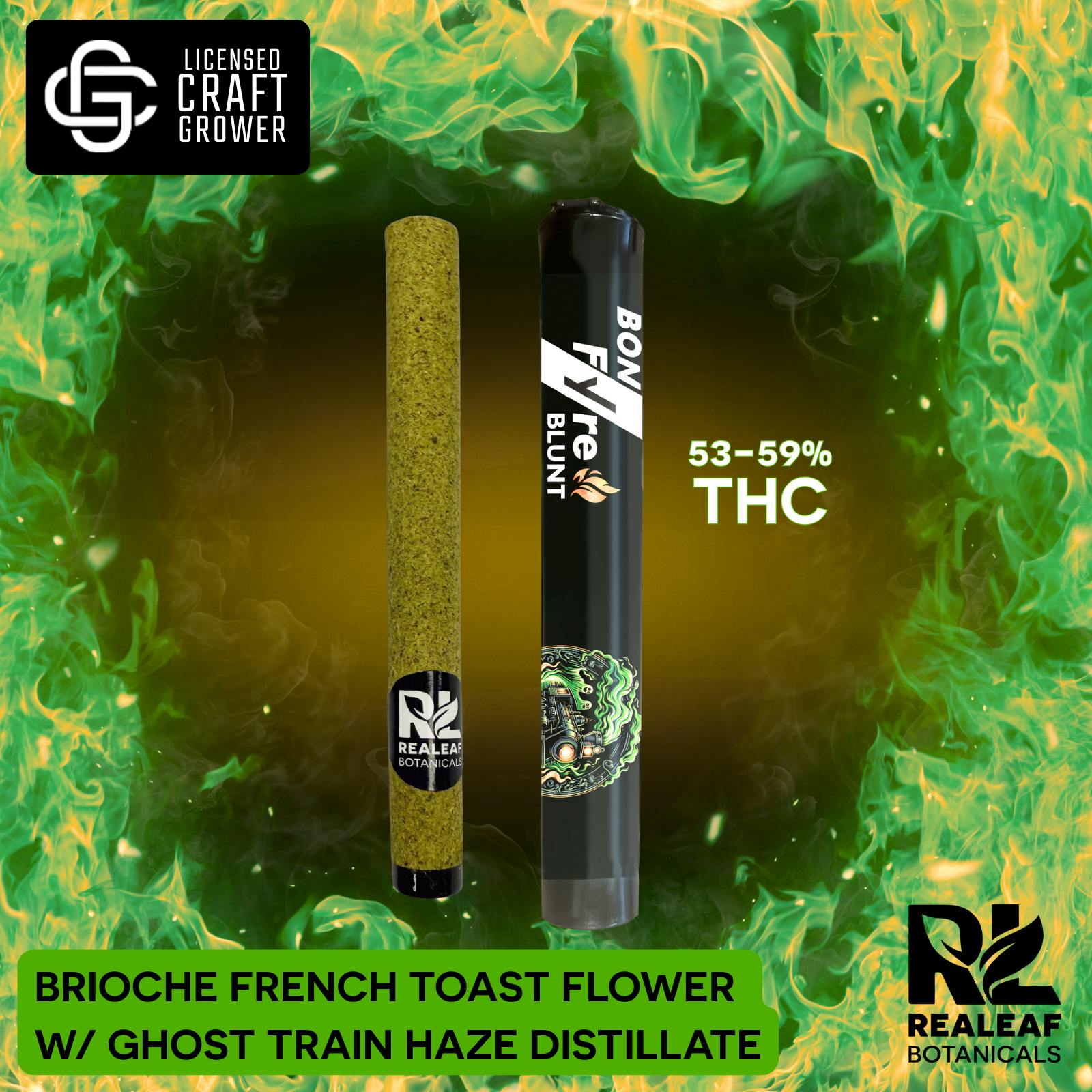 Realeaf Botanicals - Bon Fyre Blunt 3g- Ghost Train Haze - 1