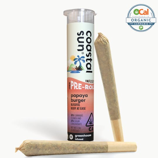Coastal Sun - Papaya Burger Infused Greenhouse 0.75g Pre-Roll 2pk 1.5g - 1