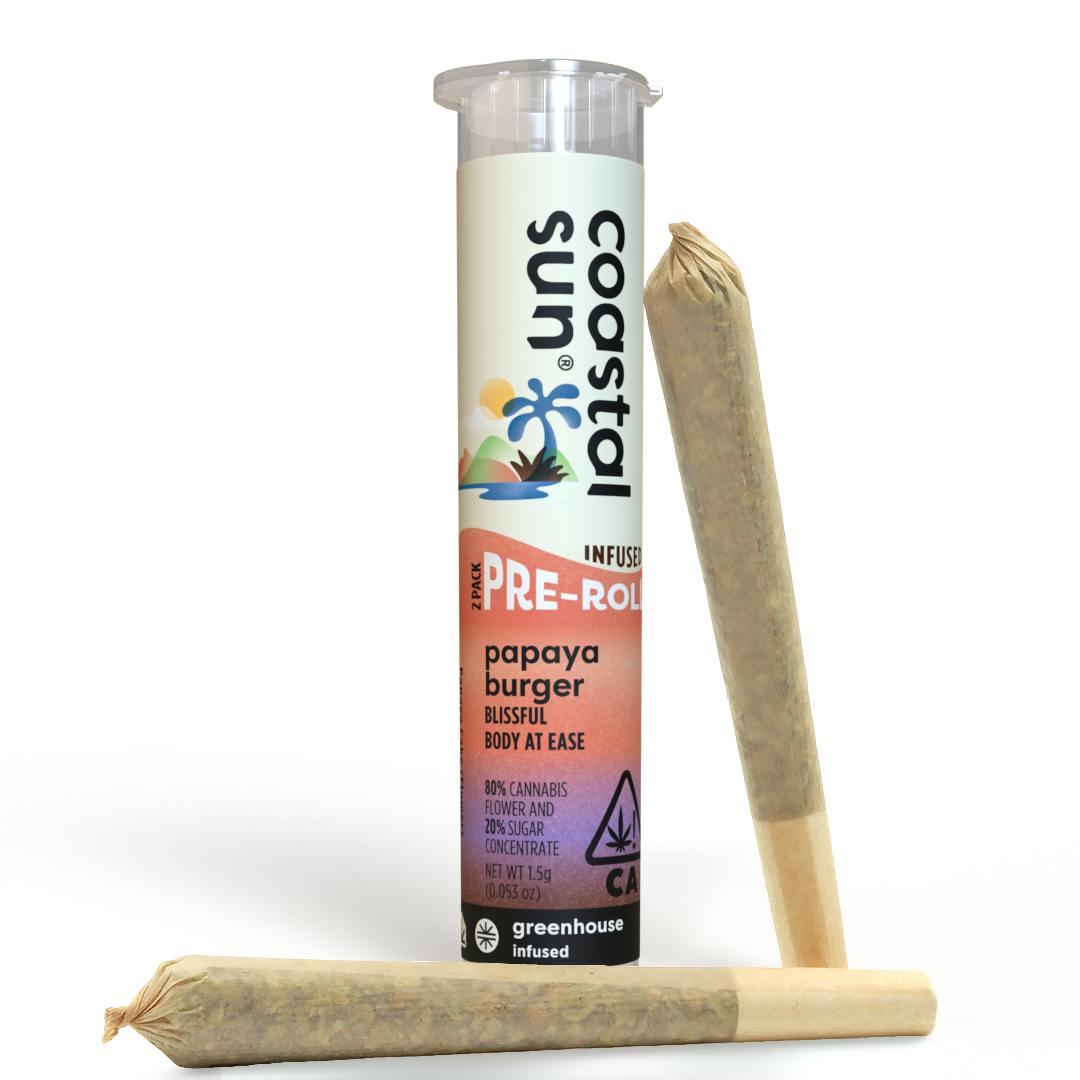 Coastal Sun - Papaya Burger Infused Greenhouse 0.75g Pre-Roll 2pk 1.5g - 1