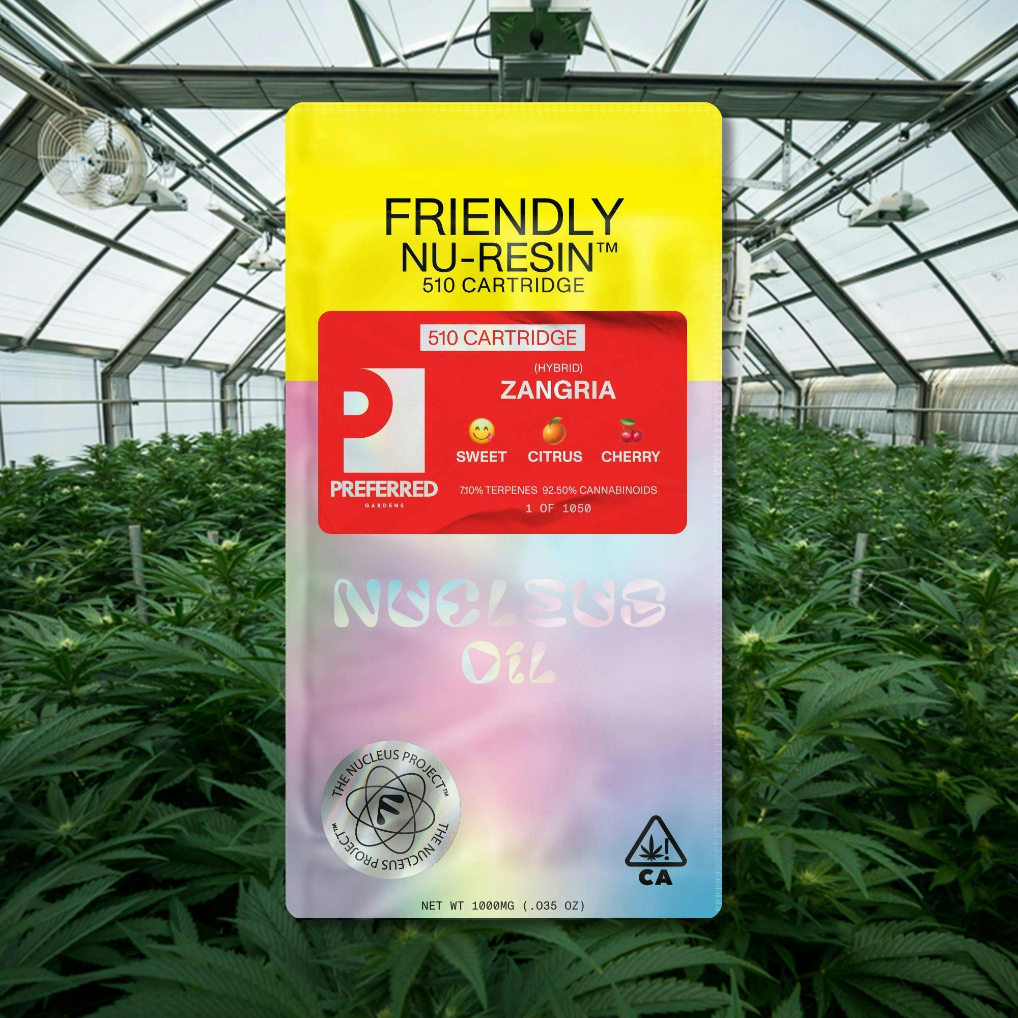 Friendly Brand - Friendly x Preferred | Zangria | Cured Nuresin Cartridge | 1g - 1