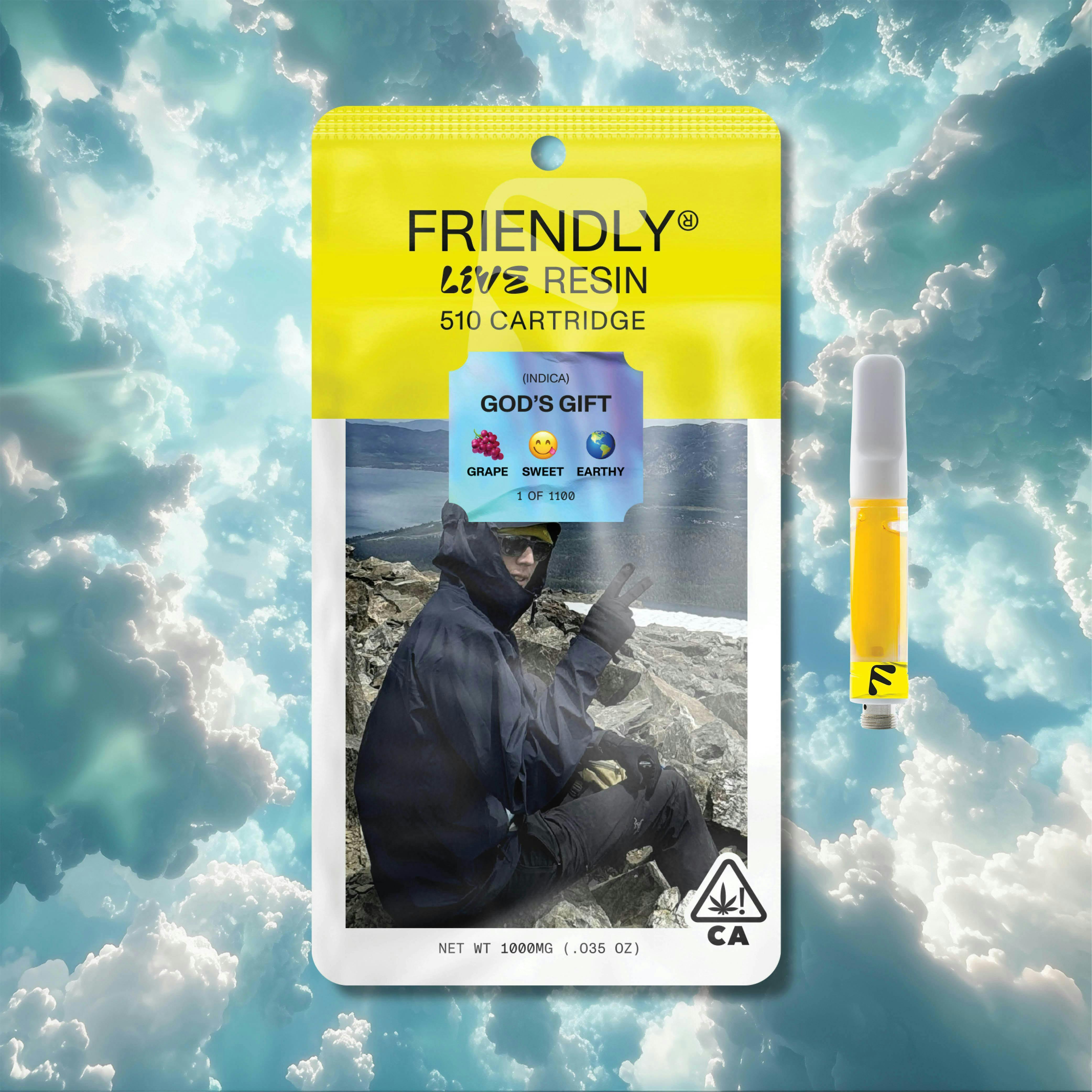 Friendly Brand - Friendly Brand | God's Gift | Live Resin Cartridge | 1g - 1