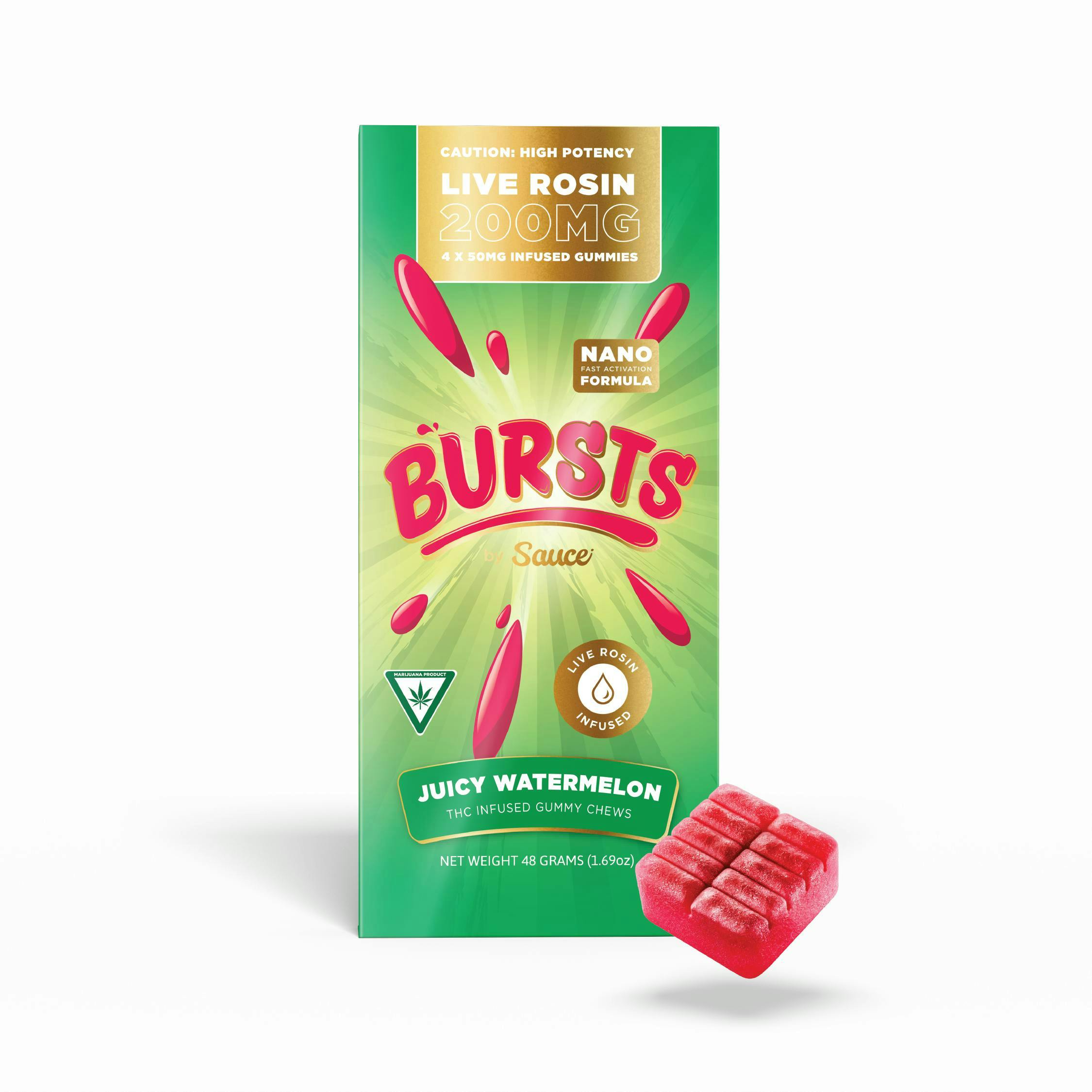 Sauce. - Sauce | Bursts | Juicy Watermelon | Live Rosin Gummies | 200mg - 1