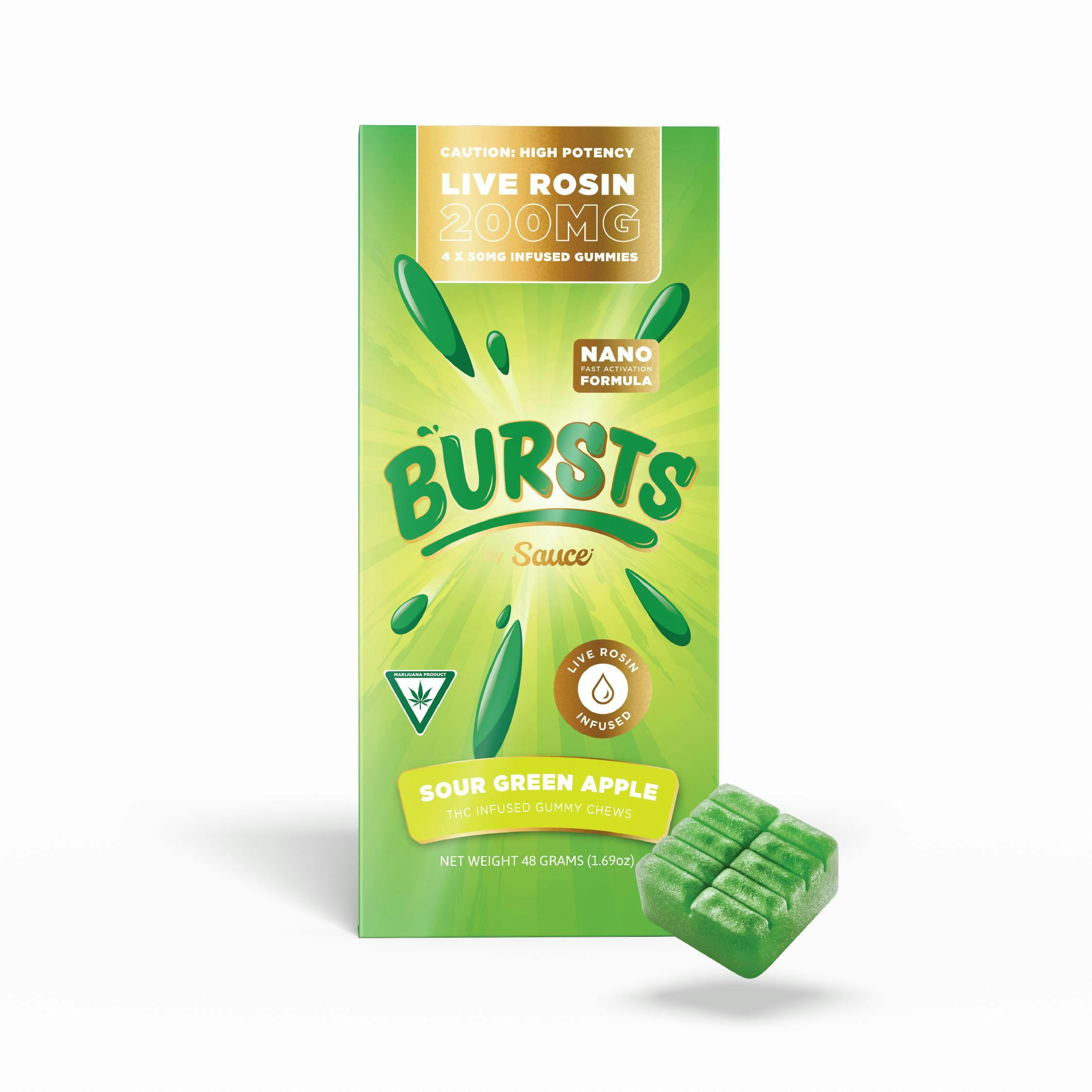 Sauce. - Sauce | Bursts | Sour Green Apple | Live Rosin Gummies | 200mg - 1
