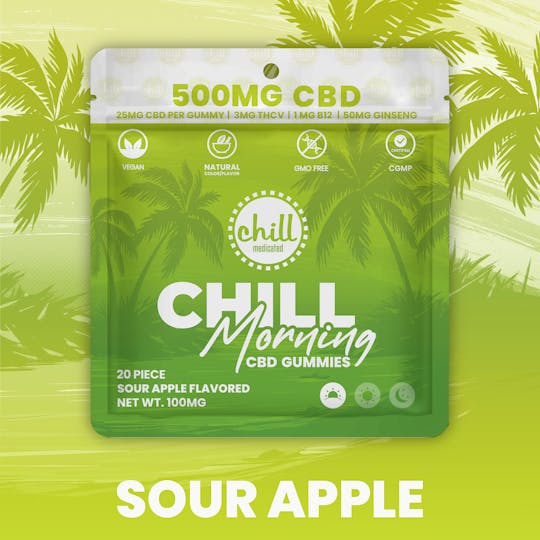 Chill Medicated - 500mg CBD I Green Apple CBD Gummies I Morning - 1