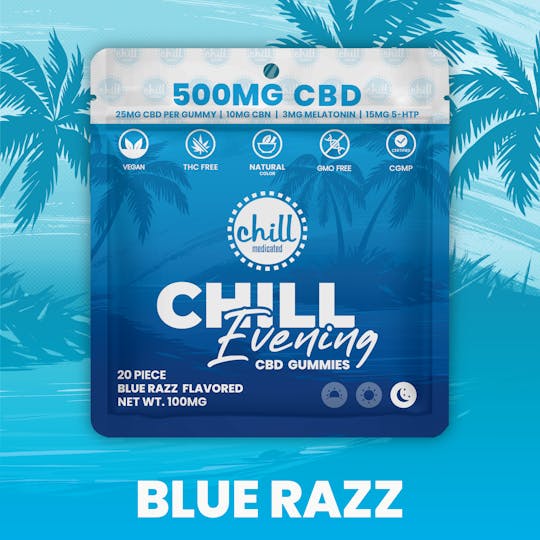 Chill Medicated - 500mg CBD I Blue Razz CBD Gummies I Evening - 1