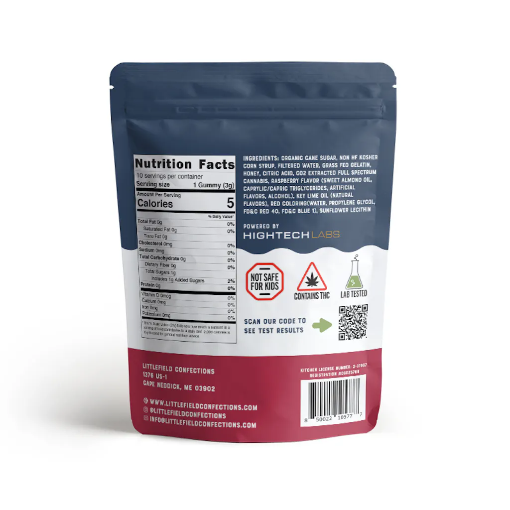 Full Spectrum Raspberry Raspberry Lime Full Spectrum Gummies 10mg/pc 100mg Total - Littlefield ...