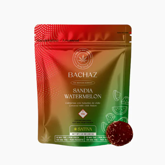 Bachaz - Sandia Watermelon & Chili Flakes | Gummies | 100mg | 10ct | 10mg/ea - 1