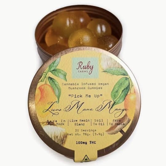 Ruby Farms - Lions Mane Mango | "Pick me Up" | Vegan Gummies - 1