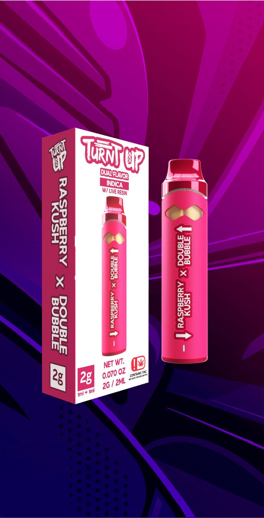 Turnt Up - Turnt Up | Raspberry Kush x Double Bubble | Disposable 2G - 1