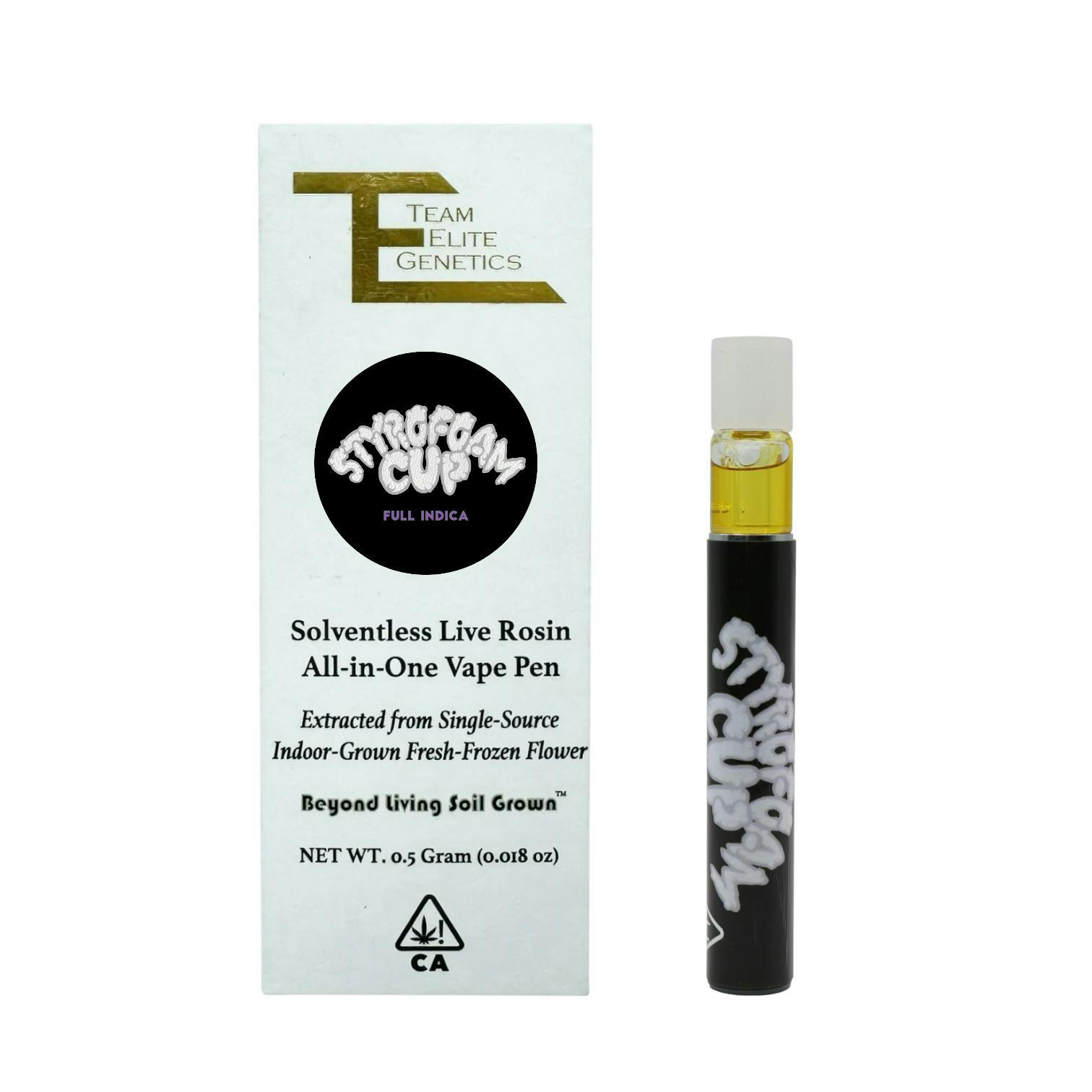 Team Elite Genetics - Styrofoam Cup | Live Rosin Disposable | 0.5g - 1