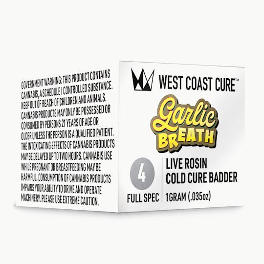 West Coast Cure - Garlic Breath - Live Rosin Cold Cure Badder - T4 - 1