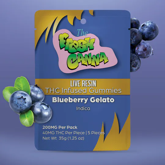 Fresh Canna - Fresh Canna | Blueberry Gelato | Live Resin Gummies | 200mg | 5pk | 40mg/ea - 1