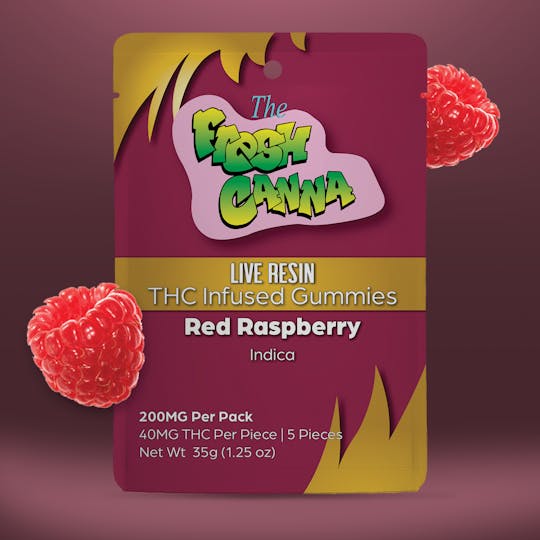 Fresh Canna - Red Raspberry Live Resin Gummies | 200mg 5pk - 1