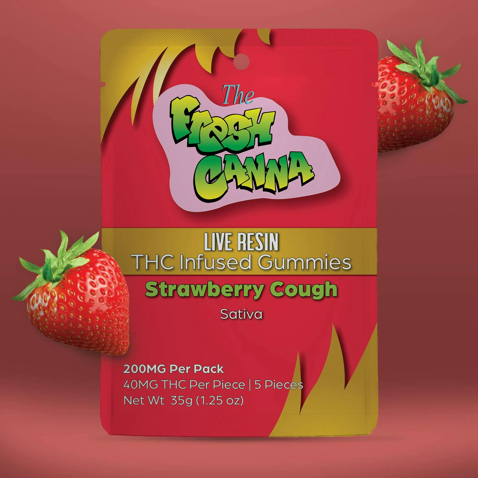 Fresh Canna - Fresh Canna | Strawberry Cough | Live Resin Gummies | 200mg | 5pk | 40mg/ea - 1
