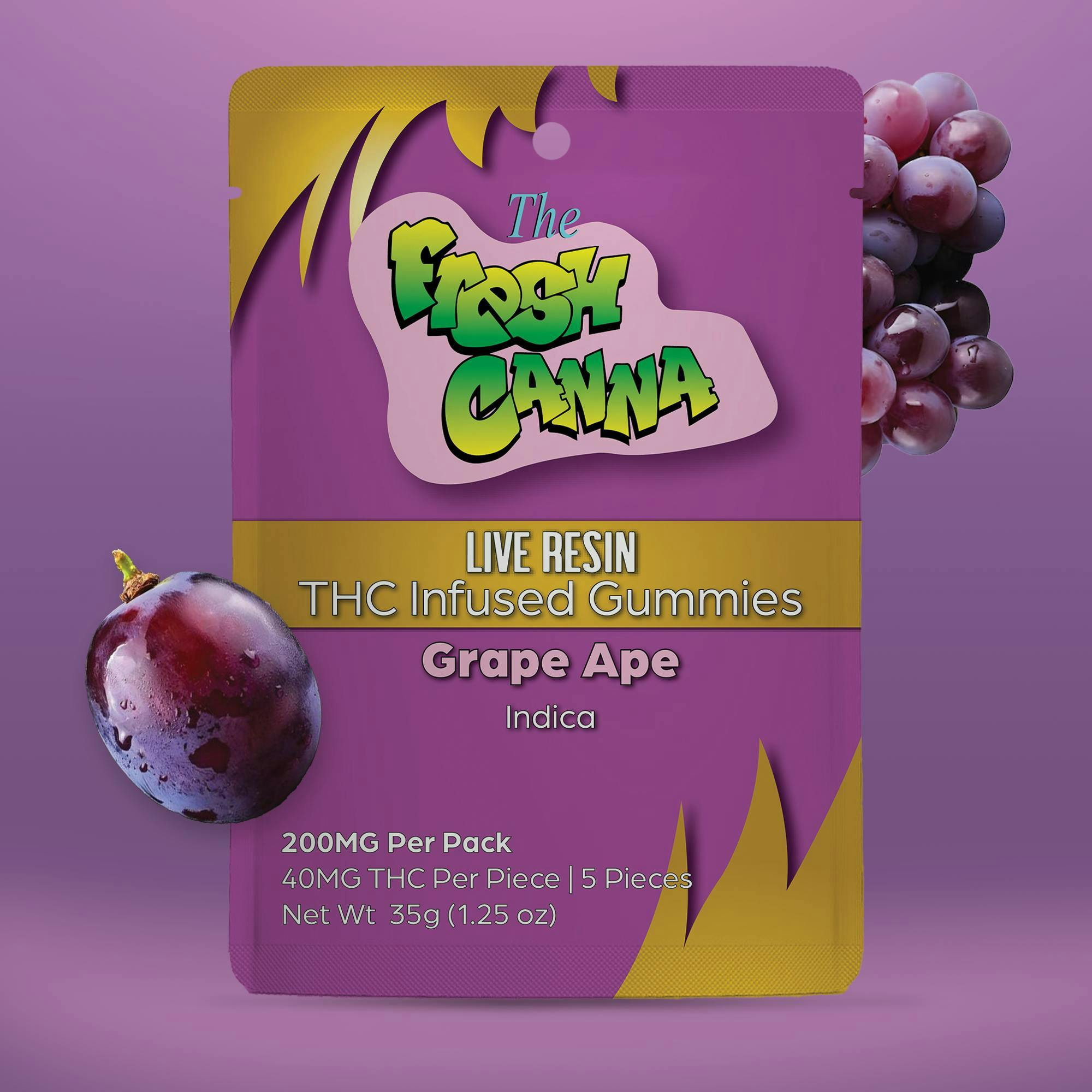 Fresh Canna - Fresh Canna | Grape Ape Live Resin Gummies | 200mg | 5pk | 40mg/ea - 1