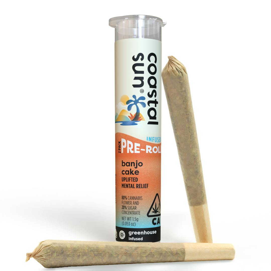 Coastal Sun - Banjo Cake Infused Greenhouse 0.75g Pre-Roll 2pk 1.5g - 1